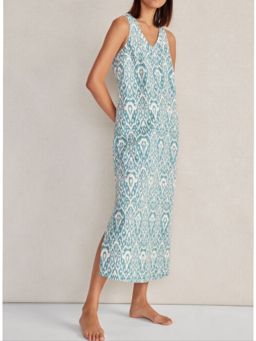 NEW Haven Well Within Organic Cotton Linen Ikat Print Dress
